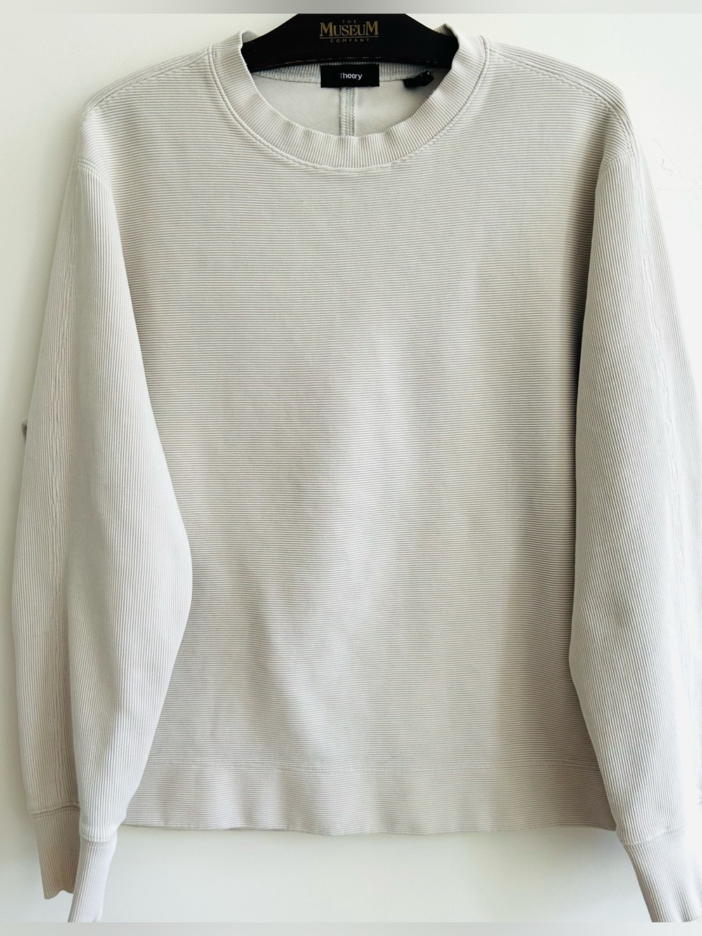 Theory Men's Crewneck Top in Pale Gray, M-L